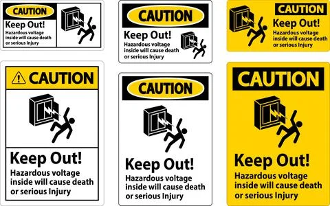Caution Sign Keep Out! Hazardous Voltage Inside, Will Cause Death Or Seriou.. Stock Illustration