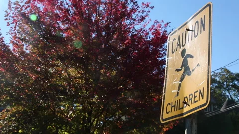CAUTION SIGN LENS FLARE Video stock 181008264