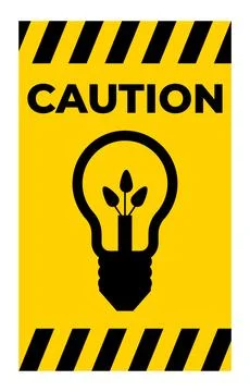 Caution Sign with Light Bulb and Plant Elements Stockillustratie