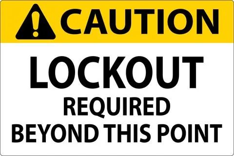 Caution Sign, Lockout Required Beyond This Point Stock Illustration