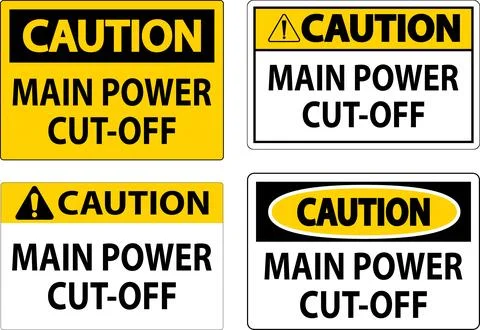 Caution Sign Main Power Cut-Off Stock Illustration