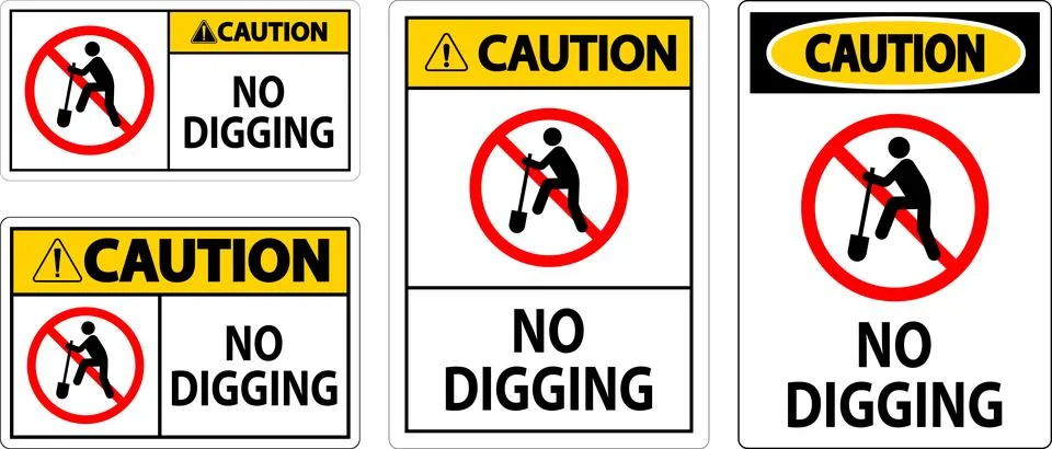 Caution Sign, No Digging Sign Ilustração Stock