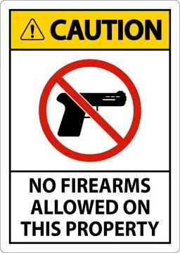 Caution Sign No Firearms Allowed On This Property Stock Illustration