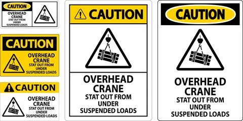 Caution Sign, Overhead Crane Suspended Loads Stock Illustration