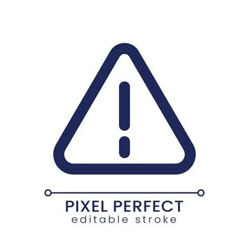 Caution sign pixel perfect linear ui icon Stock Illustration