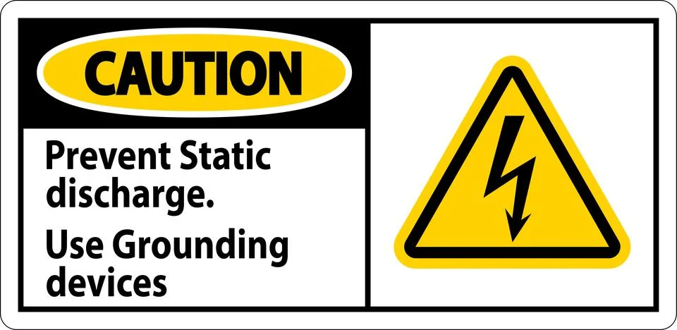 Caution Sign Prevent Static Discharge, Use Grounding Devices Stock Illustration