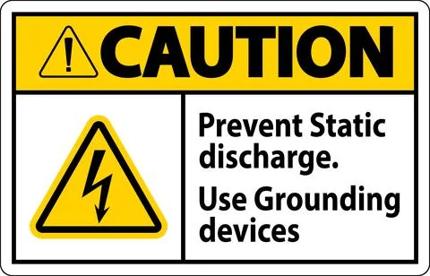 Caution Sign Prevent Static Discharge, Use Grounding Devices Illustrazione stock