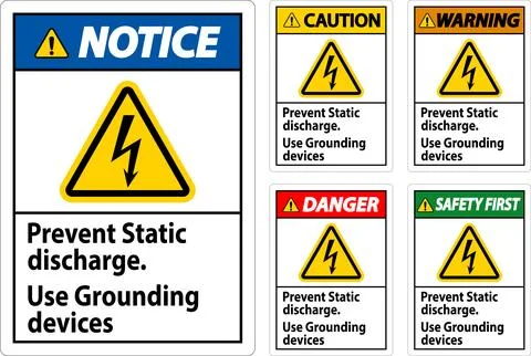 Caution Sign Prevent Static Discharge, Use Grounding Devices Stock Illustration