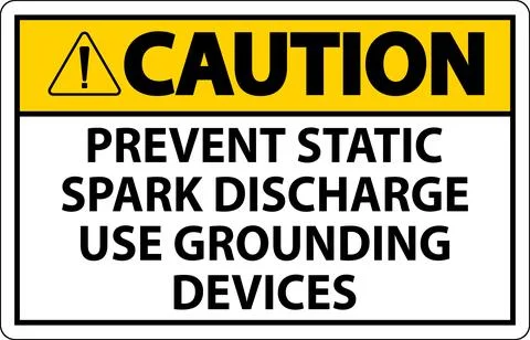 Caution Sign Prevent Static Spark Discharge Use Grounding Devices Illustrazione stock