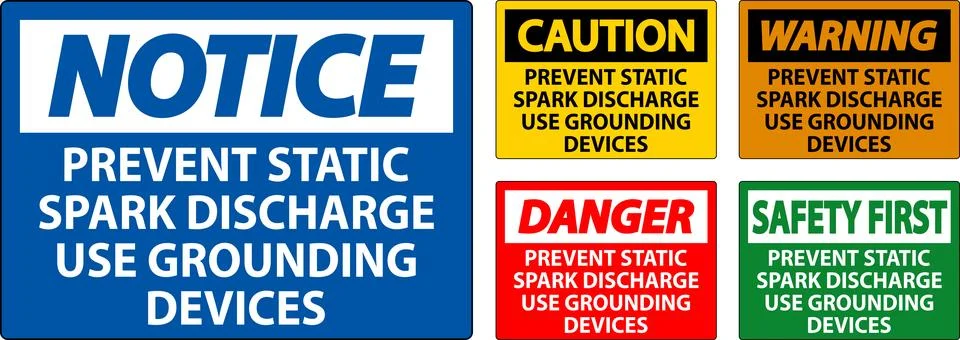Caution Sign Prevent Static Spark Discharge Use Grounding Devices Illustrazione stock