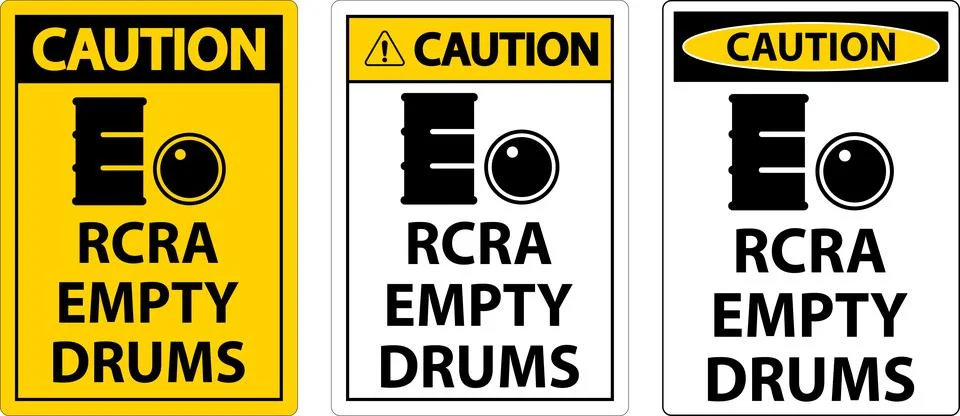 Caution Sign RCRA Empty Drums On White Background Illustrazione stock
