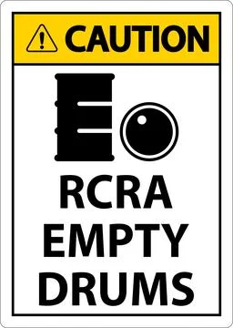 Caution Sign RCRA Empty Drums On White Background Illustrazione stock