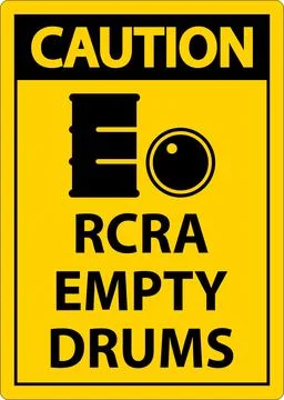 Caution Sign RCRA Empty Drums On White Background Illustrazione stock