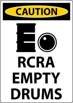 Caution Sign RCRA Empty Drums On White Background Illustrazione stock