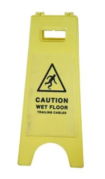 Caution sign regarding slippery surface Stock Photos