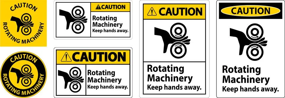 Caution Sign Rotating Machinery Keep Hands Away Stock Illustration