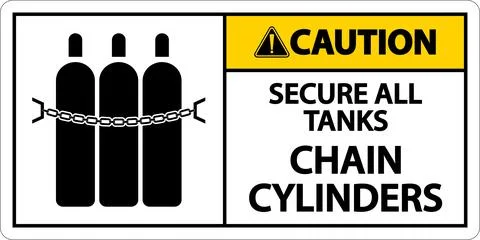Caution Sign Secure All Tanks, Chain Cylinders Illustrazione stock