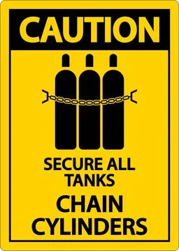 Caution Sign Secure All Tanks, Chain Cylinders イラスト素材