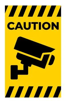Caution Sign with Security Camera Icon on Yellow Background for Safety Awar.. Stock Illustration