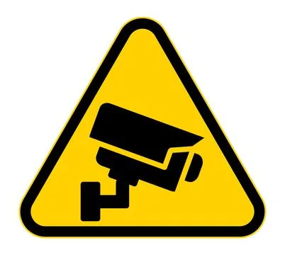 Caution Sign with Security Camera Icon for Surveillance and Safety Use Stock Illustration