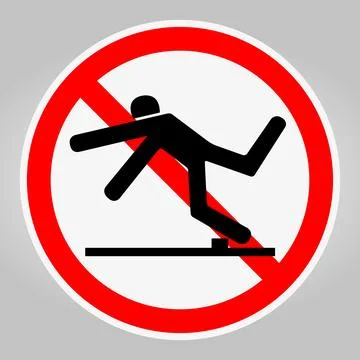Caution Sign for Slippery Surface Warning with Human Figure Falling Stock Illustration