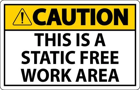 Caution Sign This Is A Static Free Work Area Illustrazione stock