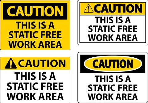 Caution Sign This Is A Static Free Work Area 스톡 일러스트