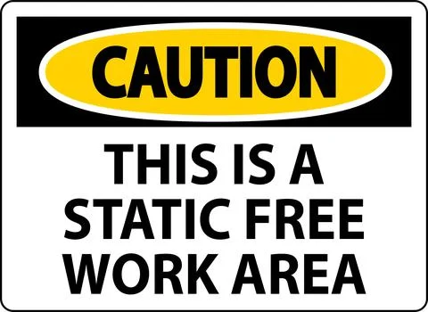 Caution Sign This Is A Static Free Work Area Illustrazione stock