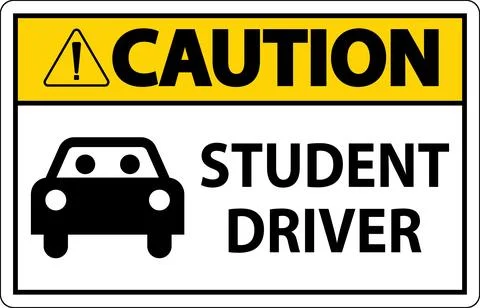 Caution Sign, Student Driver Sign 스톡 일러스트