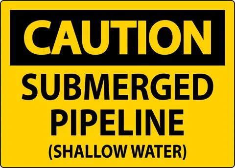 Caution Sign Submerged Pipeline (Shallow Water) Stock Illustration