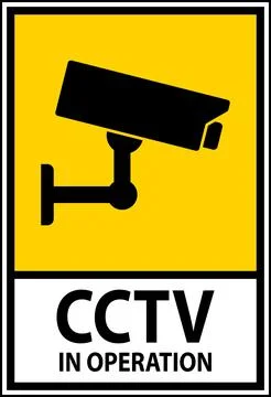 Caution Sign for Surveillance Cameras Indicating CCTV in Operation Stock Illustration