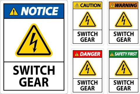Caution Sign, Switch Gear Sign Stock Illustration