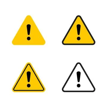 Caution sign triangle exclamation hazard warn icon. Yellow caution sign hazard Stock Illustration