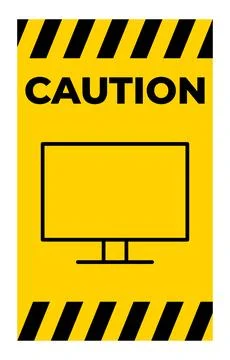 Caution Sign with Warning for Television Screen Safety Awareness Stock Illustration
