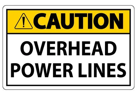 Caution Sign Warns of Overhead Power Lines for Safety Awareness Stock-Illustration