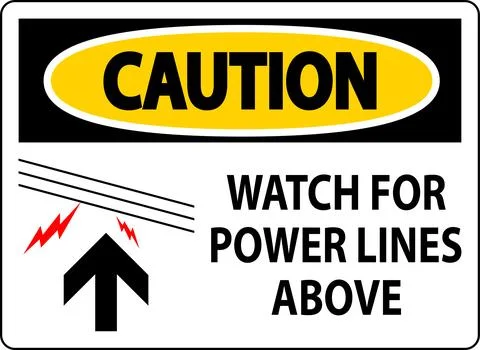 Caution Sign Watch For Power Lines Above Ilustração Stock