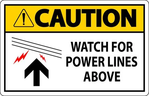 Caution Sign Watch For Power Lines Above Ilustração Stock