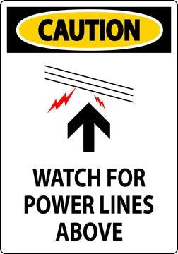 Caution Sign Watch For Power Lines Above 스톡 일러스트
