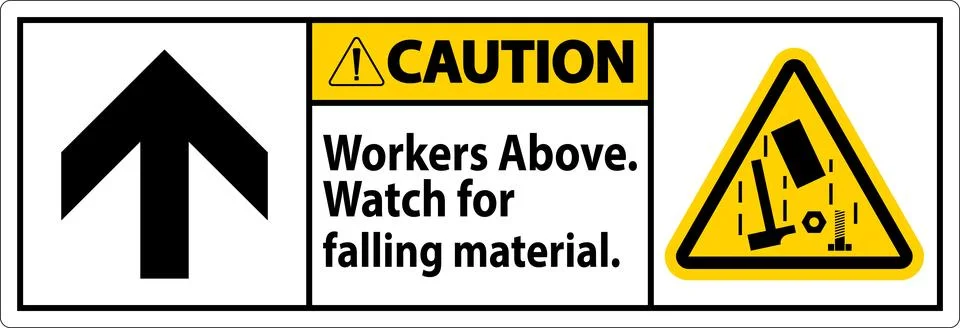 Caution Sign, Workers Above Falling Material 스톡 일러스트
