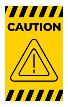 Caution Sign with Yellow Background and Black Stripes for Safety Awareness Illustrazione stock