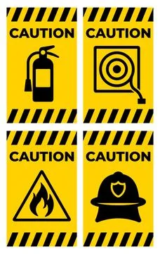 Caution Signs for Fire Safety and Emergency Preparedness Awareness イラスト素材
