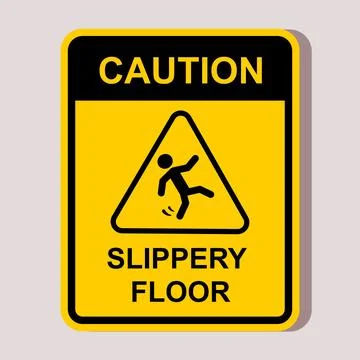 Caution Slippery Floor Warning Hazard Sign Sticker 스톡 일러스트