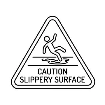 Caution slippery surface triangular warning sign icon isolated on white bac.. Stock Illustration