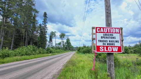 Caution Slow Logging Operations Trucks H... | Stock Video | Pond5