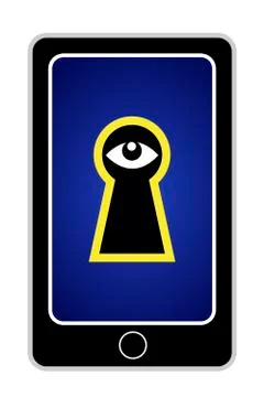 Caution Smartphone Spy Stock Illustration