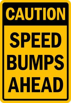 Caution speed bumps ahead sign. Stock Illustration