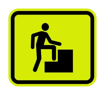 Caution Step Up Sign On White Background Stock Illustration