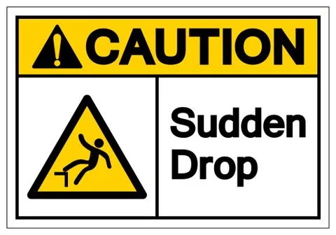 Caution Sudden Drop Symbol Sign, Vector Illustration, Isolated On White Backg Stock Illustration
