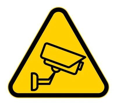 Caution Symbol Featuring Security Camera in Yellow Triangle Shape Stock Illustration