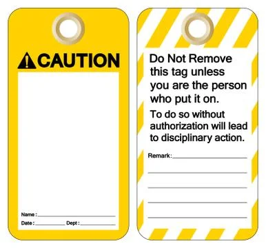 Caution Tag Template Label Symbol Sign, Vector Illustration, Isolate On White Stock-Illustration